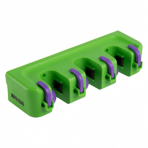 Пластиковый настенный держатель для садово - огородного инструмента, 3 ячейки, 4 крюка, Palisad 68301