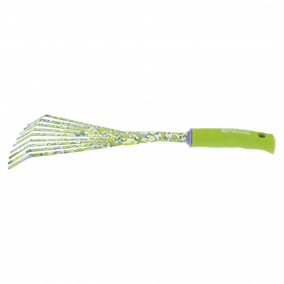 Грабли веерные 9 - зубые, 75 х 385 мм, стальные, пластиковая рукоятка, Flower Green, Palisad 62042