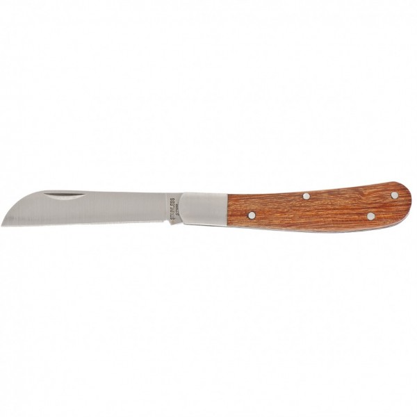 Нож садовый складной, прямое лезвие, 173 мм, деревянная рукоятка, Palisad 79003