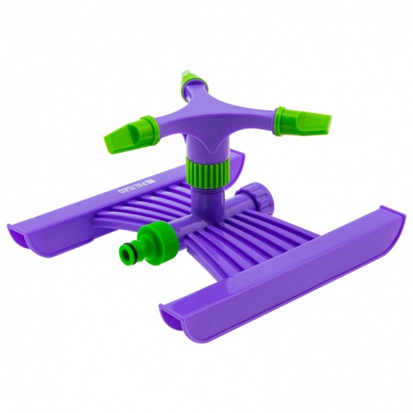 Разбрызгиватель, АБС-пластик, вращающий с тремя лопостями, штуц D 3/4, с подставкой, площадь полива до 180 кв. м, дальность полива 15 м Palisad 65409