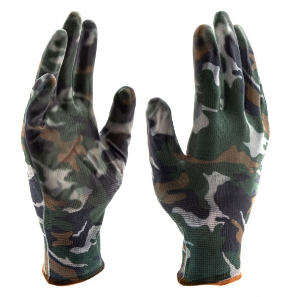 Перчатки садовые из полиэстера с нитрильным обливом, хаки, М Palisad 67858