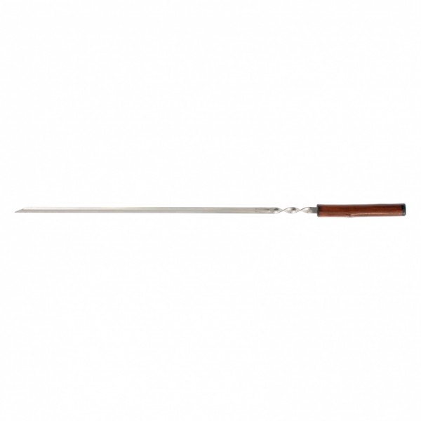 Шампур угловой, 750 x 12 x 2 мм, с цельной деревянной рукояткой, нержавеющая сталь, Camping Palisad 69672